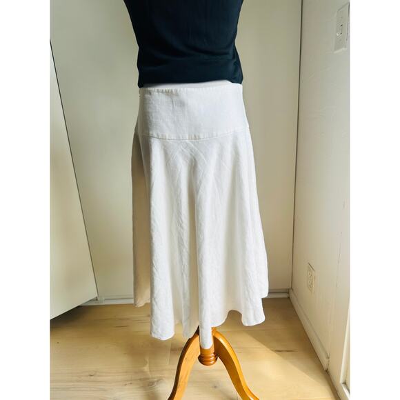 90s Lauren RL Off White Linen A Line skirt Size 2 Drop Waist Layering Classic - Picture 4 of 11
